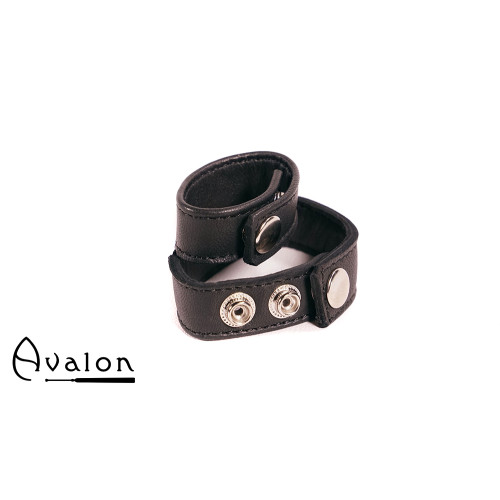 Avalon - PATIENCE - Dobbel penis og pungring i lær - Sort