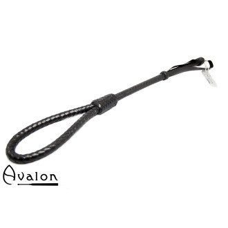 AVALON - BEYOND - Svart Loop Ridepisk i Glatt Lær