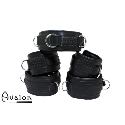 Avalon - LUST - Collar og Cuffs, 5 deler, Sort