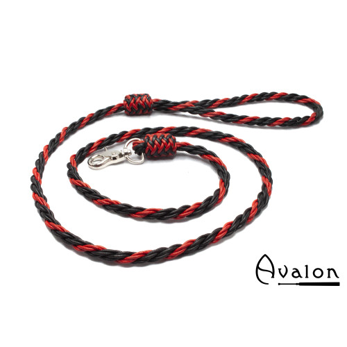Avalon - KILGHARRAH - Lærlenke med Lærhåndtak - Sort/Rød