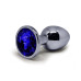 BQS - Buttplug i metall med Krystall - Blå - Small