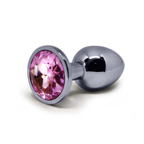 BQS - Buttplug i metall med Krystall - Rosa - Small 