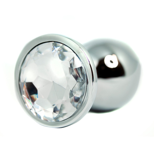BQS - Buttplug i metall med Krystall - Klar - Large