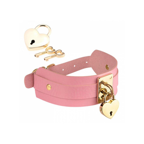 Kinky Diva - Collar med Hjertelås - Rosa Kinky Diva - Collar med Hjertelås - Rosa
