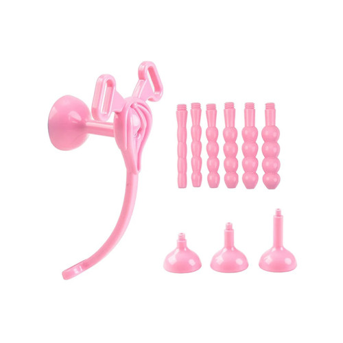 BQS - Rosa Kyskhetsbelte med Utskiftbare Penisplugger og Hetter BQS - Rosa Kyskhetsbelte med Utskiftbare Penisplugger og Hetter