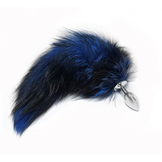 BQS - Buttplug med Sort og Mørk Blå Hale