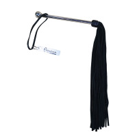 Avalon - PROPHET - Sort lang flogger i semsket lær med metallhåndtak