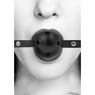 Ouch! Black & White - Ballgag med pustehull - Sort 